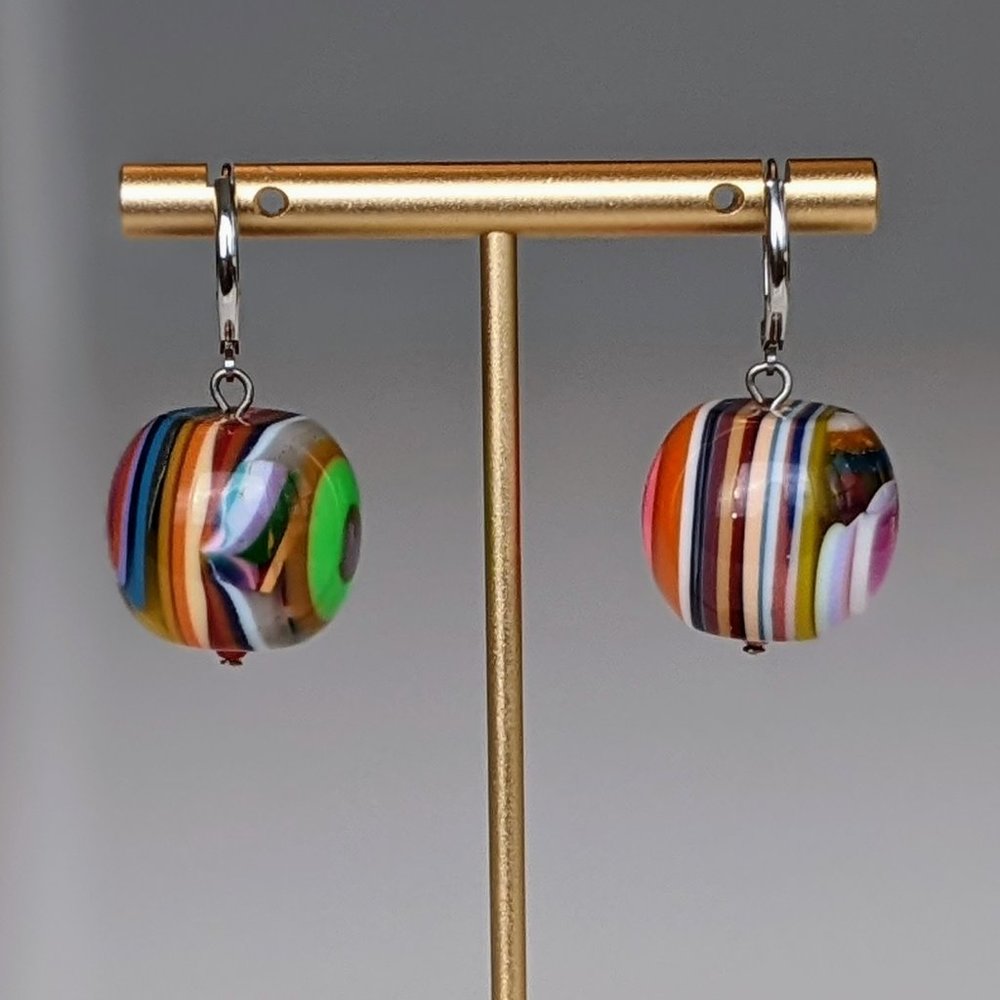 Multicolored Layered Glass Bauble Earrings